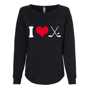 I Love Hockey, Sticks And Puck Womens California Wash Sweatshirt