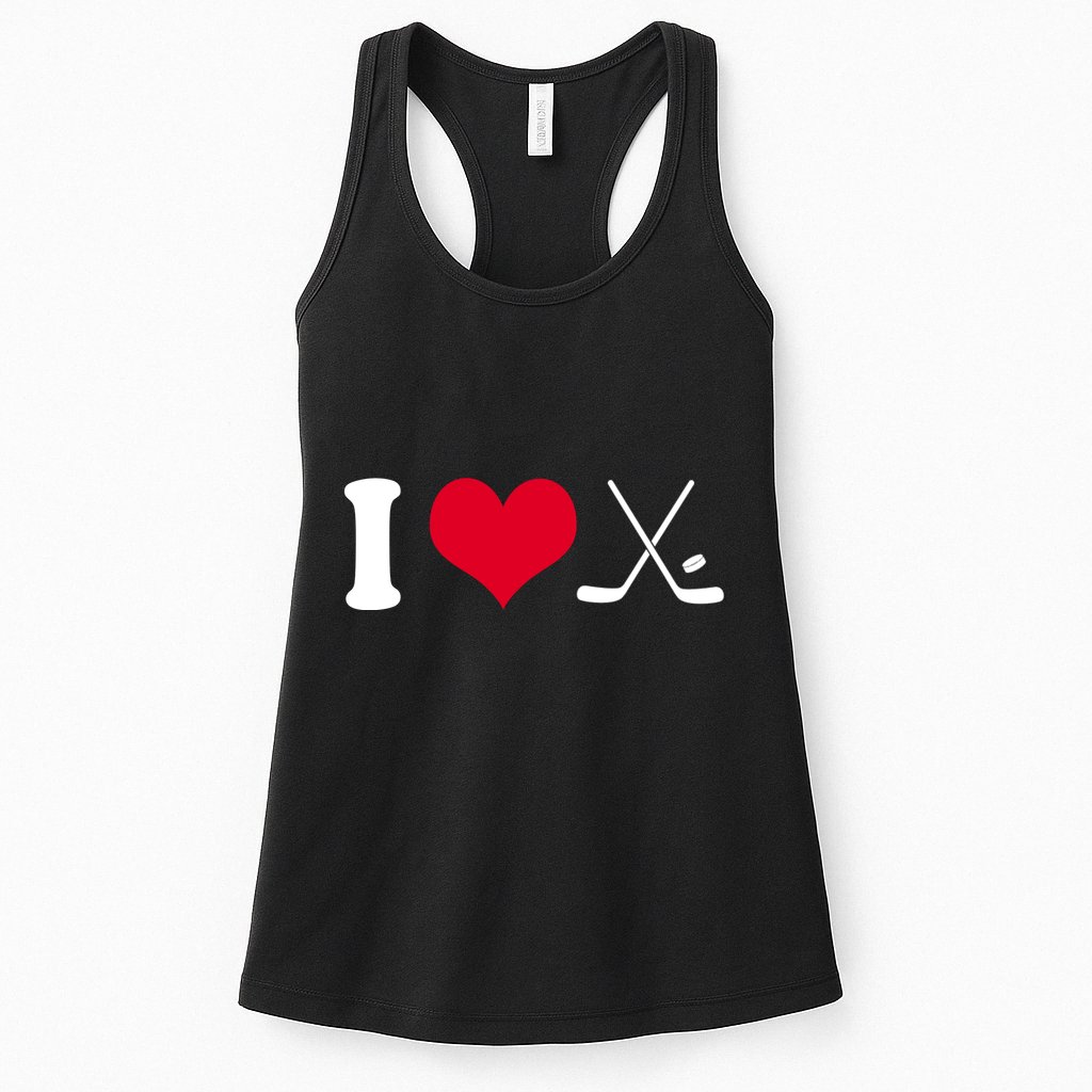I Love Hockey, Sticks And Puck Womens Tank Top
