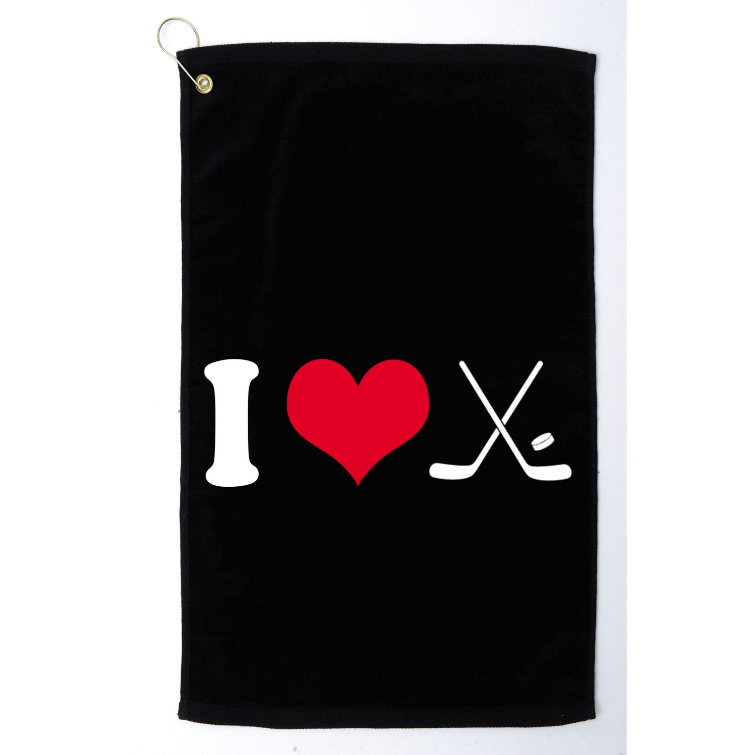 I Love Hockey, Sticks And Puck Golf Towel