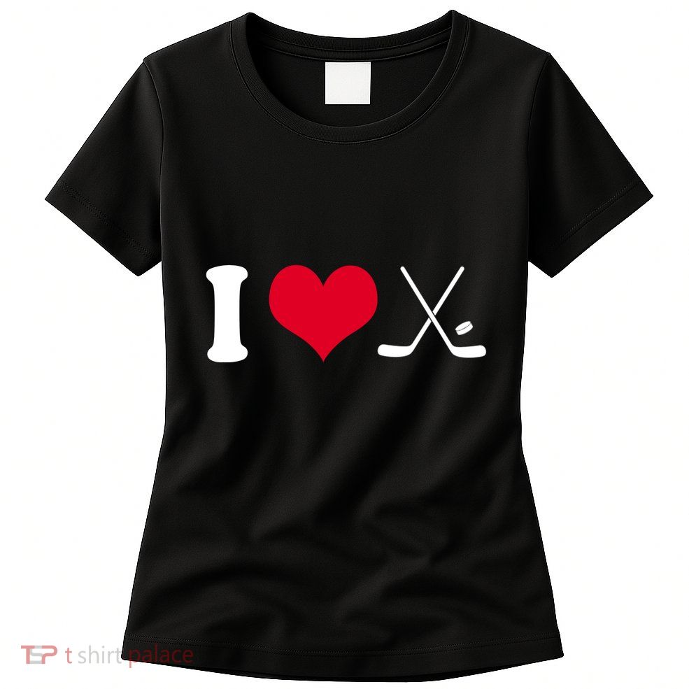 I Love Hockey, Sticks And Puck Women's T-Shirt