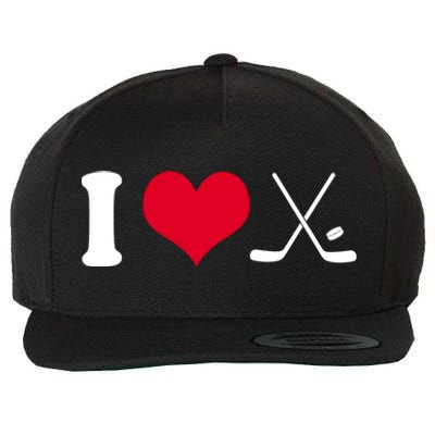 I Love Hockey, Sticks And Puck Wool Snapback Cap