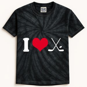 I Love Hockey, Sticks And Puck Kids Tie-Dye T-Shirt