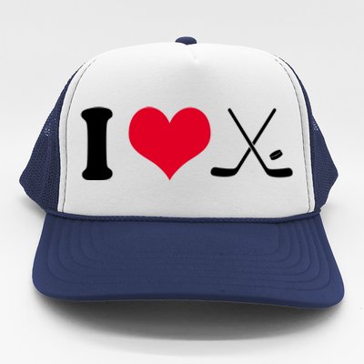 I Love Hockey, Sticks And Puck Trucker Hat