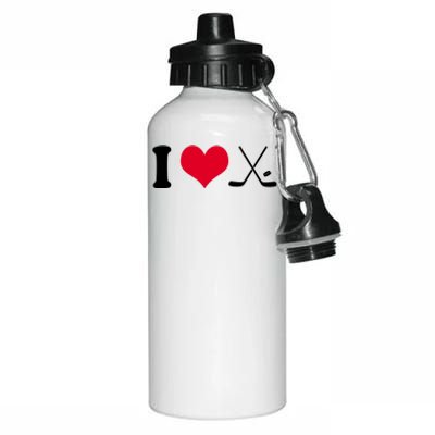 I Love Hockey, Sticks And Puck Aluminum Water Bottle 