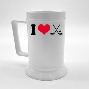 I Love Hockey, Sticks And Puck Beer Stein