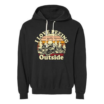 I Love Heart Peeing Outside Lover Camping Hikind Outdoors Garment-Dyed Fleece Hoodie