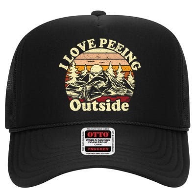 I Love Heart Peeing Outside Lover Camping Hikind Outdoors High Crown Mesh Back Trucker Hat