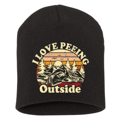 I Love Heart Peeing Outside Lover Camping Hikind Outdoors Short Acrylic Beanie