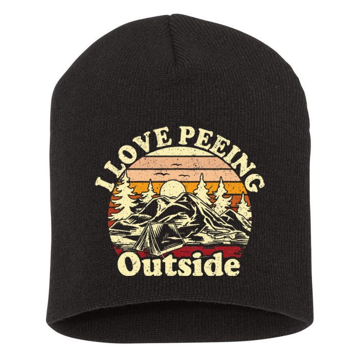 I Love Heart Peeing Outside Lover Camping Hikind Outdoors Short Acrylic Beanie