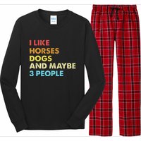 I Like Horses Dogs And Maybe 3 People Vintage Riding Lover Long Sleeve Pajama Set