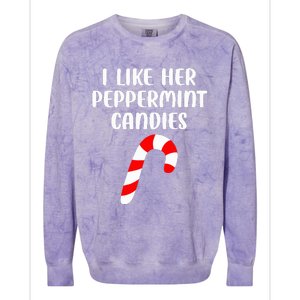 I Like Her Peppermint Candies Christmas Couples Matching Colorblast Crewneck Sweatshirt