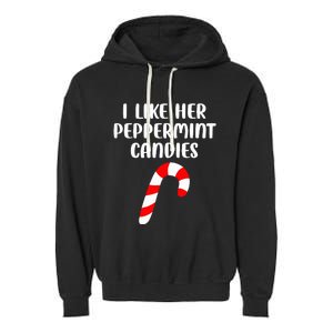 I Like Her Peppermint Candies Christmas Couples Matching Garment-Dyed Fleece Hoodie