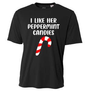 I Like Her Peppermint Candies Christmas Couples Matching Cooling Performance Crew T-Shirt