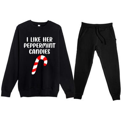 I Like Her Peppermint Candies Christmas Couples Matching Premium Crewneck Sweatsuit Set