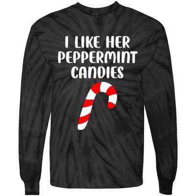 I Like Her Peppermint Candies Christmas Couples Matching Tie-Dye Long Sleeve Shirt