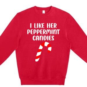 I Like Her Peppermint Candies Christmas Couples Matching Premium Crewneck Sweatshirt