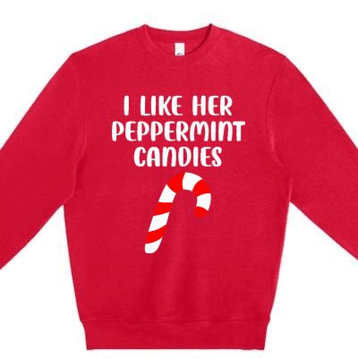 I Like Her Peppermint Candies Christmas Couples Matching Premium Crewneck Sweatshirt