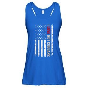 I Love Hot Cougars American Usa Flag Meaningful Gift Ladies Essential Flowy Tank