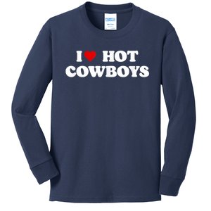 I Love Hot Cowboys I Heart Cowboys Funny Country Western Kids Long Sleeve Shirt