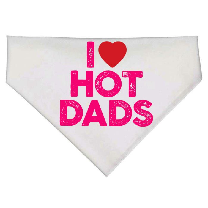 I Love Hot Dads Funny Pink Heart Hot Dad USA-Made Doggie Bandana