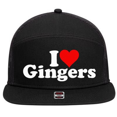 I LOVE HEART GINGERS REDHEADS RED HAIR 7 Panel Mesh Trucker Snapback Hat