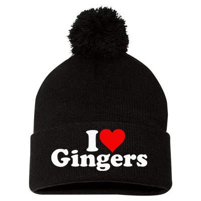 I LOVE HEART GINGERS REDHEADS RED HAIR Pom Pom 12in Knit Beanie