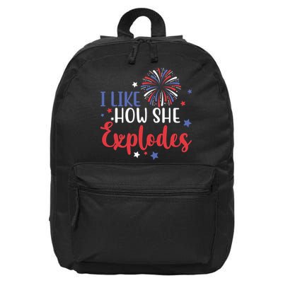 I Like How She Explodes 4th Of July Funny 16 in Basic Backpack