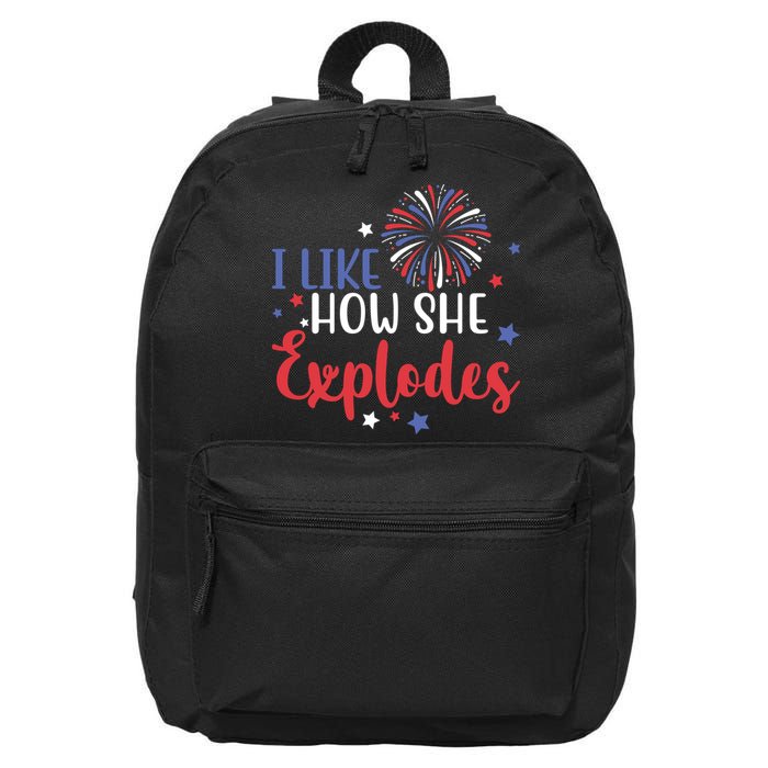 I Like How She Explodes 4th Of July Funny 16 in Basic Backpack