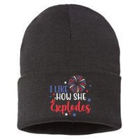 I Like How She Explodes 4th Of July Funny Sustainable Knit Beanie