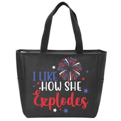 I Like How She Explodes 4th Of July Funny Zip Tote Bag