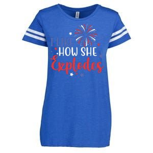 I Like How She Explodes 4th Of July Funny Enza Ladies Jersey Football T-Shirt