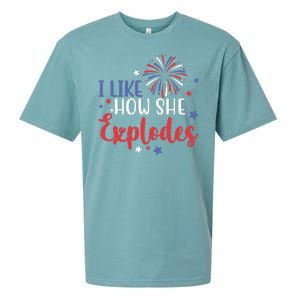 I Like How She Explodes 4th Of July Funny Sueded Cloud Jersey T-Shirt