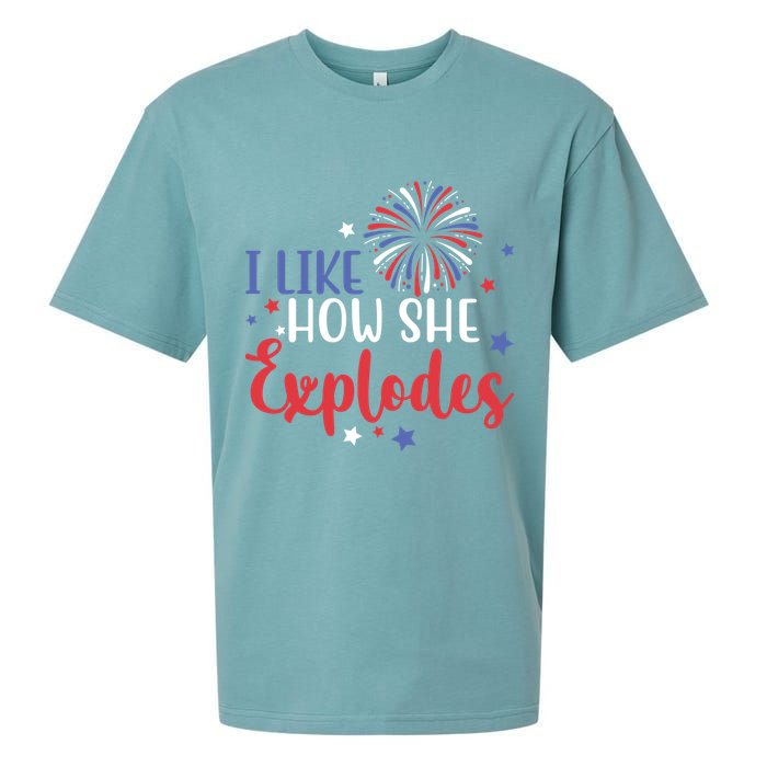 I Like How She Explodes 4th Of July Funny Sueded Cloud Jersey T-Shirt