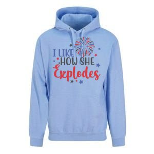 I Like How She Explodes 4th Of July Funny Unisex Surf Hoodie