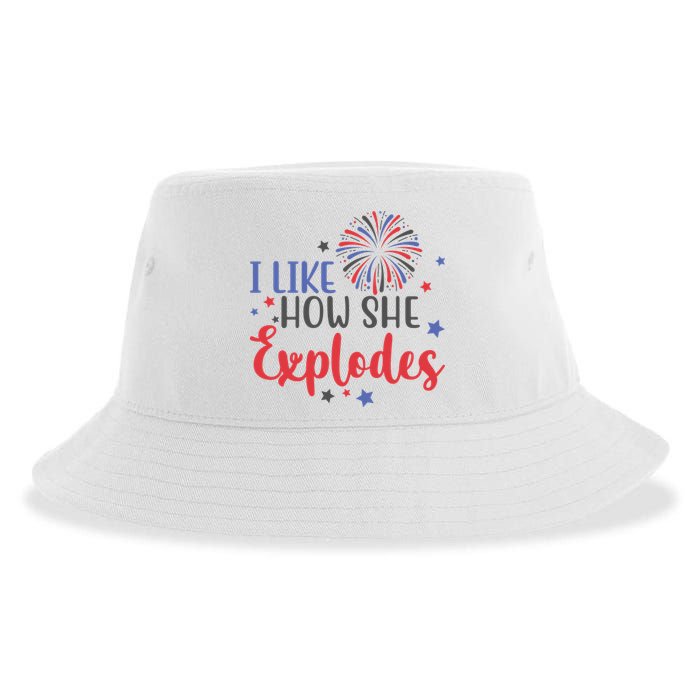 I Like How She Explodes 4th Of July Funny Sustainable Bucket Hat