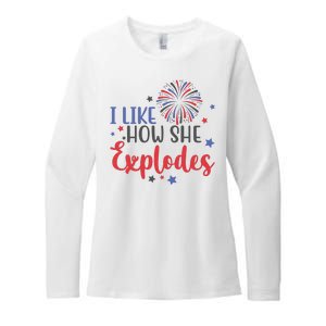 I Like How She Explodes 4th Of July Funny Womens CVC Long Sleeve Shirt