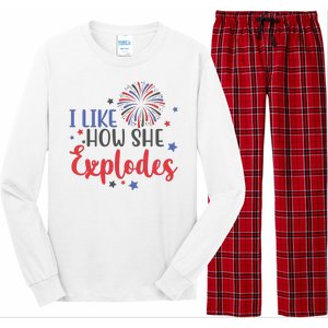 I Like How She Explodes 4th Of July Funny Long Sleeve Pajama Set