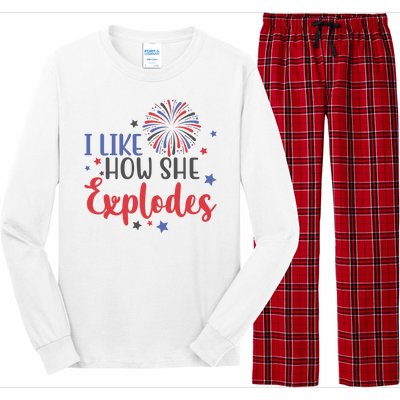 I Like How She Explodes 4th Of July Funny Long Sleeve Pajama Set