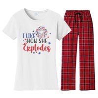 I Like How She Explodes 4th Of July Funny Women's Flannel Pajama Set