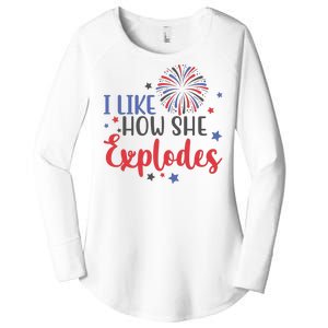 I Like How She Explodes 4th Of July Funny Women's Perfect Tri Tunic Long Sleeve Shirt