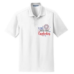 I Like How She Explodes 4th Of July Funny Dry Zone Grid Polo