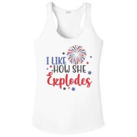 I Like How She Explodes 4th Of July Funny Ladies PosiCharge Competitor Racerback Tank