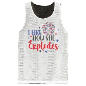 I Like How She Explodes 4th Of July Funny Mesh Reversible Basketball Jersey Tank