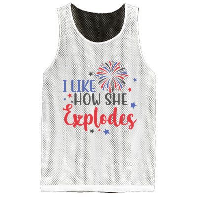 I Like How She Explodes 4th Of July Funny Mesh Reversible Basketball Jersey Tank