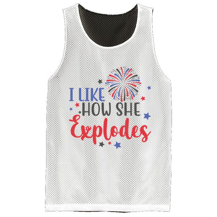 I Like How She Explodes 4th Of July Funny Mesh Reversible Basketball Jersey Tank