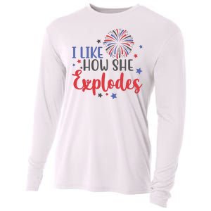 I Like How She Explodes 4th Of July Funny Cooling Performance Long Sleeve Crew