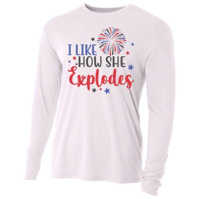 I Like How She Explodes 4th Of July Funny Cooling Performance Long Sleeve Crew