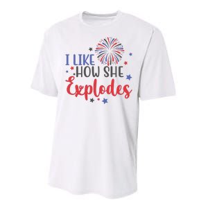 I Like How She Explodes 4th Of July Funny Performance Sprint T-Shirt