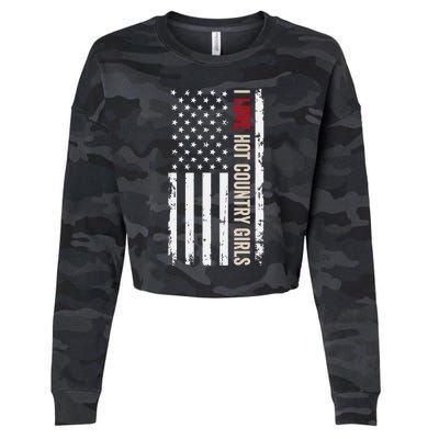 I Love Hot Country American Usa Flag Meaningful Gift Cropped Pullover Crew