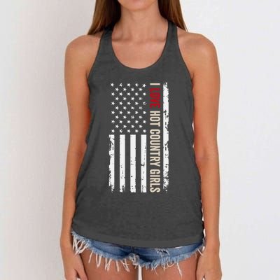 I Love Hot Country American Usa Flag Meaningful Gift Women's Knotted Racerback Tank